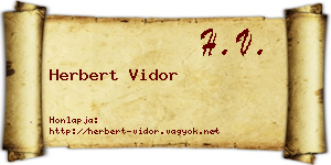 Herbert Vidor névjegykártya